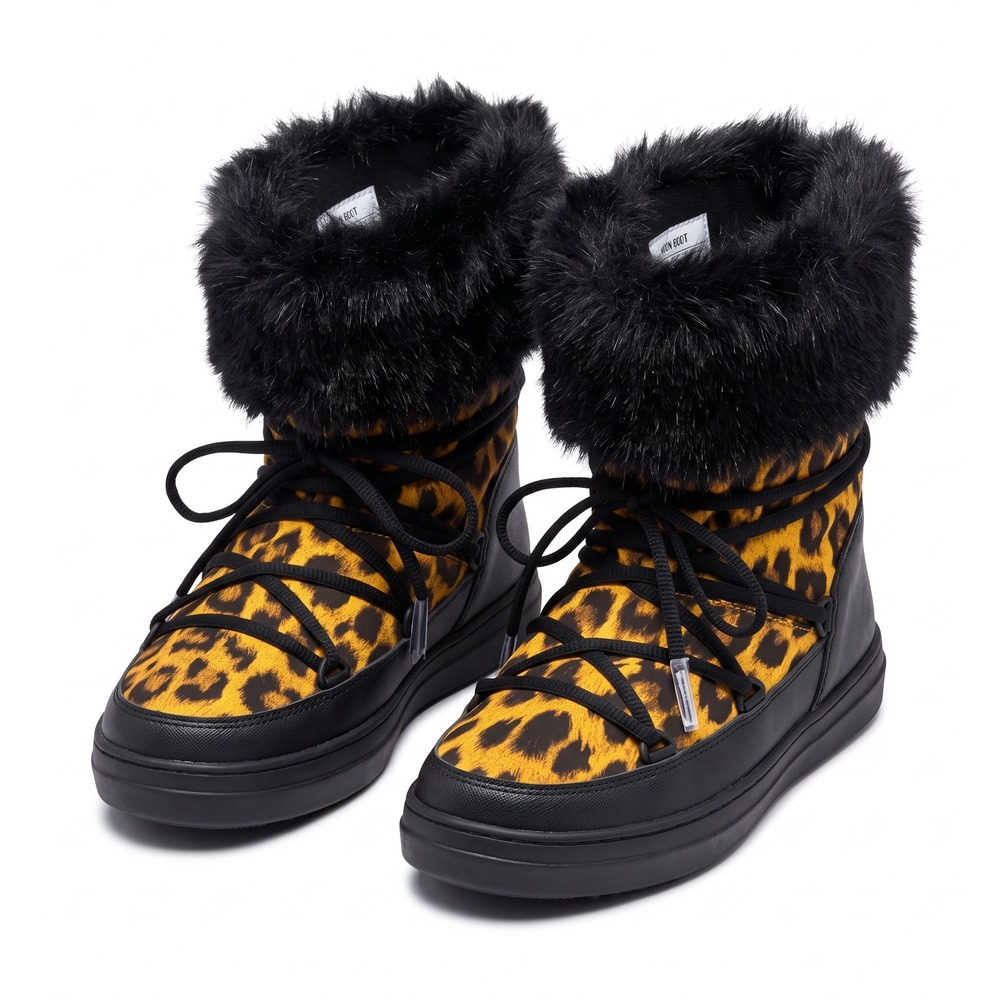 Crocs AllCast Luxe Duck Boots Leopard Print Faux Fur Winter Snow Boots Womens 7